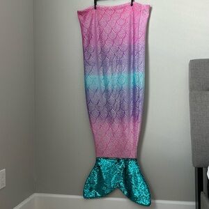 Girls Mermaid Tail Blanket Rainbow Ombre
